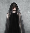 2 tier black veil, goth veil, gothic wedding veil, mourning veil, black ...
