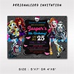 Monster High Birthday Invitation Monster High Invitation | Etsy