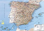 Detallado mapa de carreteras de España con relieve | España | Europa ...