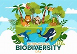 Día mundial de la biodiversidad el 22 de mayo ilustración con ...
