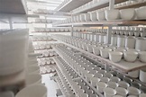 Porcelain Factory Production of Mugs and Plates in Shelf Stock Image ...