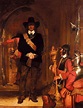 Oliver Cromwell (1599-1658) imrpisoning king Charles I.
