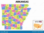Mapa De Arkansas. Mapa De Estado Y Distrito De Arkansas. Mapa ...