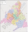 Map of madrid autonomous community, municipalities and postal codes color