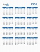 Free 1953 Year Calendar in PDF, Word, and Excel
