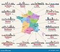 Vector Map of France with Main Cities on it. French Cities Skylines ...