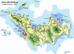 Large detailed road and tourist map of St. Barthelemy island. St ...