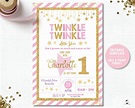 Twinkle Twinkle Little Star Pink and Gold 1st Birthday Party Invitatio ...