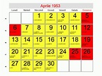 Calendario di Aprile 1953 - data di Pasqua,