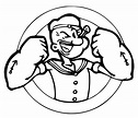 Feliz, Popeye para colorear, imprimir e dibujar –ColoringOnly.Com