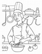 Cocinero para colorear página para niños 13801573 Vector en Vecteezy