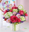 Happy Birthday Present Bouquet | Happy birthday flower, Birthday wishes ...