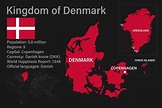 Mapa muy detallado del reino de Dinamarca con bandera, capital y ...