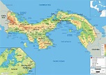 Large size Physical Map of Panama - Worldometer