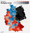 Map of religions in Germany compared to the border between West and ...