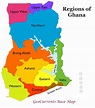 Ghana map with regions - Map of ghana showing regions (Western Africa ...