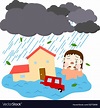 Town affected heavy rain and flood Royalty Free Vector Image