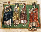 Theodemar (or Ariamir), king of Galicia with the bishops Lucrecio ...