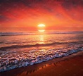 beautiful red sunset on beach | Nature Stock Photos ~ Creative Market