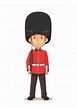 Personaje de dibujos animados de la guardia real británica en uniforme ...