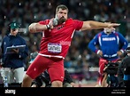 Christian Cantwell (USA) competing in the men's shot put at the Olympic ...