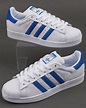 Adidas Superstar Trainers White/Blue - Adidas At 80s Casual Classics
