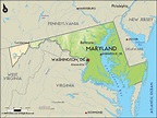 Geographical Map of Maryland and Maryland Geographical Maps