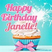 Happy Birthday Janelle! Elegang Sparkling Cupcake GIF Image. | Funimada.com