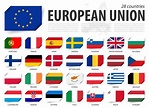 European union . EU flag and country membership . And europe map on ...