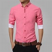 Men's Dress Shirts Cotton Solid Casual Shirt - Lalbug.com