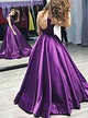 Purple Satin Prom Ball Gowns Backless Evening Dresses Long 2017