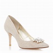 Dune Belles Jewel Trim Mid Heel Court Shoes in Gold | Lyst