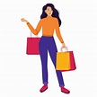 Smiling girl with shopping bags on sale in cartoon style 3806600 Vector ...