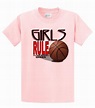 Basketball T-Shirt Girls Rule Hardwood Queen Youth T-shirt-lightpink-ym ...