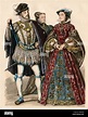 Mary, Queen of Scots, with her second husband Lord Darnley, 1566. Hand ...