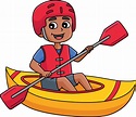 chico kayak dibujos animados de colores clipart ilustración 27584074 ...