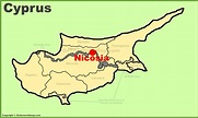 Nicosia location on the Cyprus map - Ontheworldmap.com