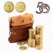 Buy 50 PCS Gold Coins & PU Leather Bag, DND Metal Coins, Fantasy Coins ...