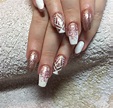 White nails with rose gold glitter ☺️💅🏽 | Rose gold nails glitter, Rose ...