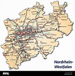 Mapa de Renania septentrional-Westfalia con la red de transporte en ...