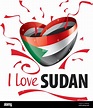 Bandera nacional del Sudán en forma de corazón y la inscripción que amo ...