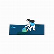 La niña está limpiando el mar. | Vector Premium