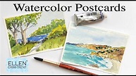 Watercolor Postcards for beginners- Ink & wash - YouTube