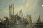 The Houses of Parliament from Millbank by David Roberts, 1861 - David ...