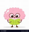 Cartoon cute brain reading book Royalty Free Vector Image