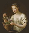 A Young Woman watering a Pot of Flowers, La Jeune Athenienne Painting ...