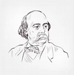 Gustave Flaubert Vector Sketch Illustration Editorial Stock Image ...