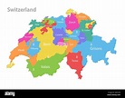 Switzerland map, administrative division, separate individual regions ...
