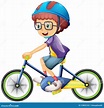 A Boy Cartoon Character Wearing Helmet Riding a Bicycle Stock Vector ...