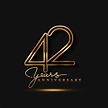 42 Years Anniversary Logo Golden Colored isolated on black background ...